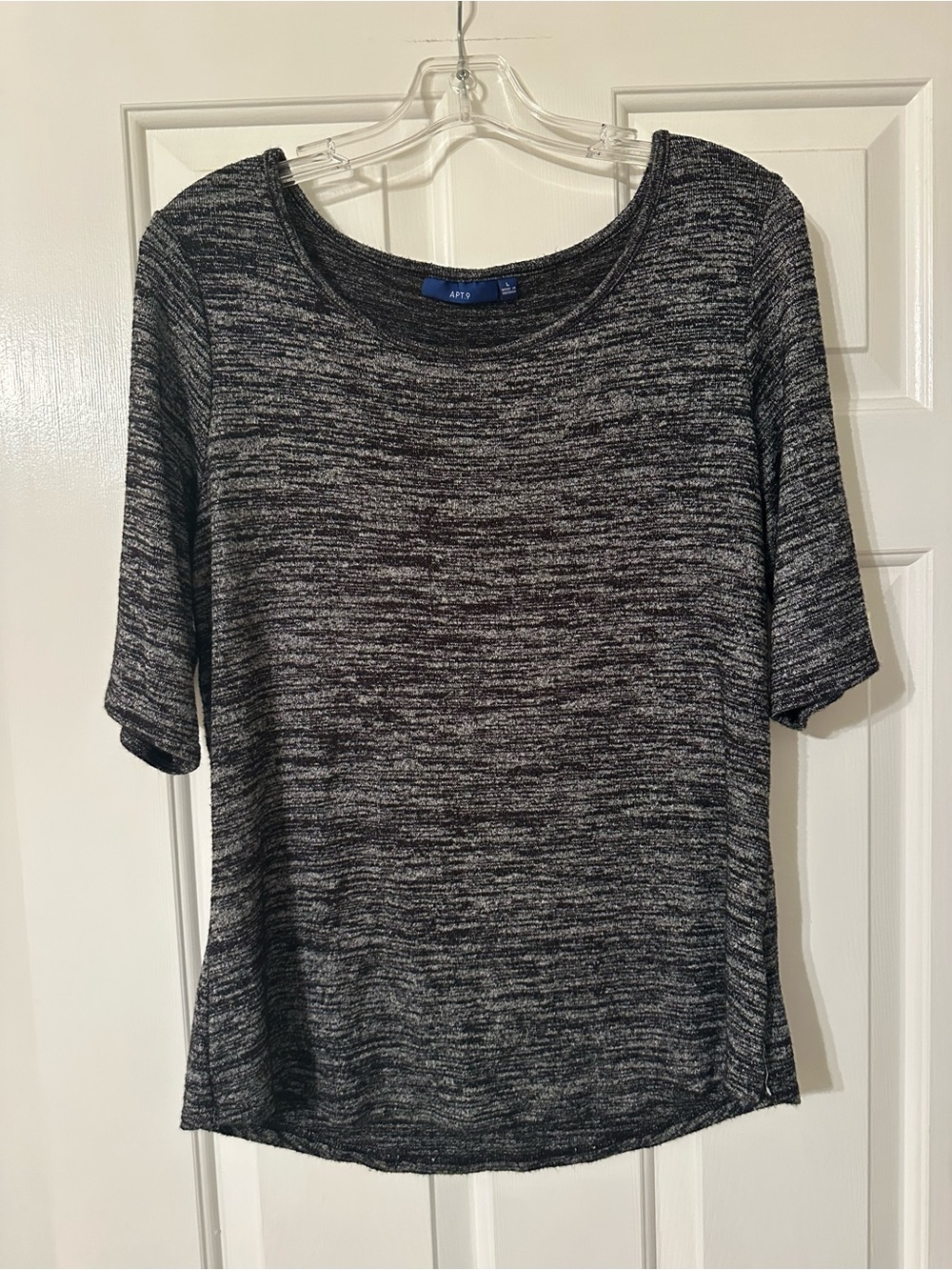 Apt. 9 Women's Black & Gray Heather Short Sleeve Tee
